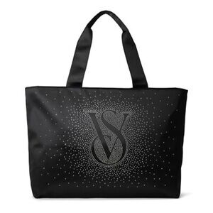 NEW Victoria's Secret Black Tote with Silver Accents
